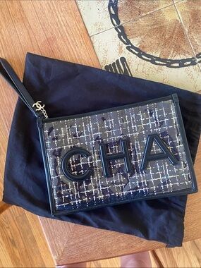 CHANEL Tweed PVC Pouch